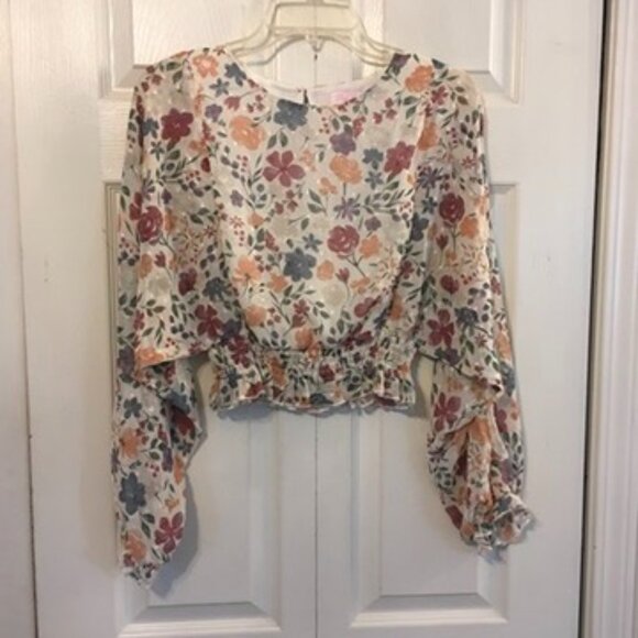 Lily Rose Long Sleeve Floral Crop Top - Picture 1 of 6